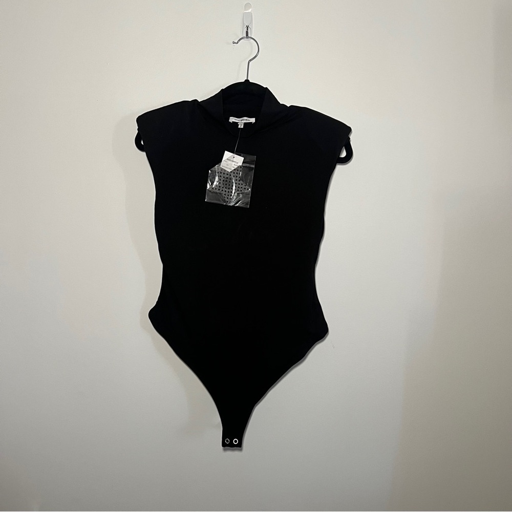 Good American Black Mock Neck Power Bodysuit Size 3